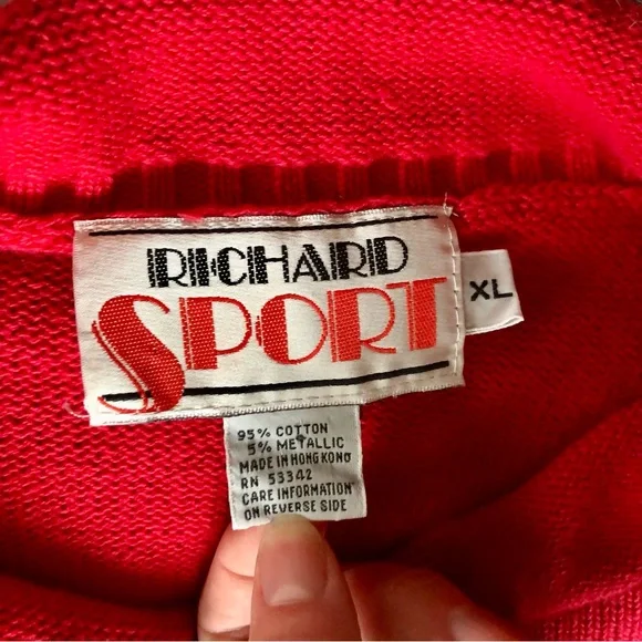 True Vintage 1980s Ugly Christmas Sweater Dog and Cat Mock Turtleneck - Picture 4 of 4